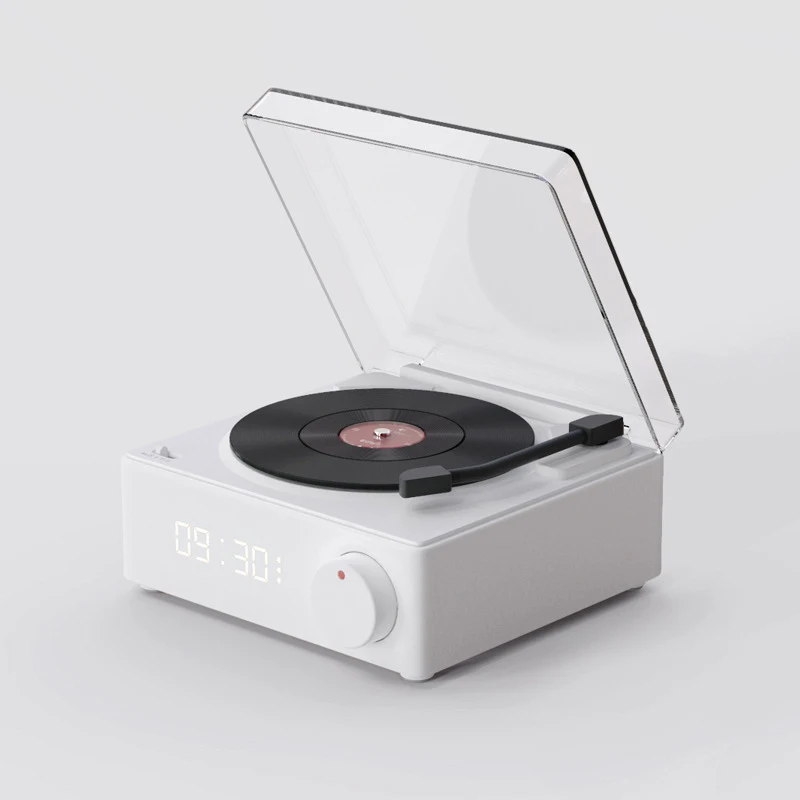 

COLSUR Bluetooth Speakers Retro Record Player Shape Audio Retro with Turntable Alarm Clock HD Sound Quality Smart Stereo