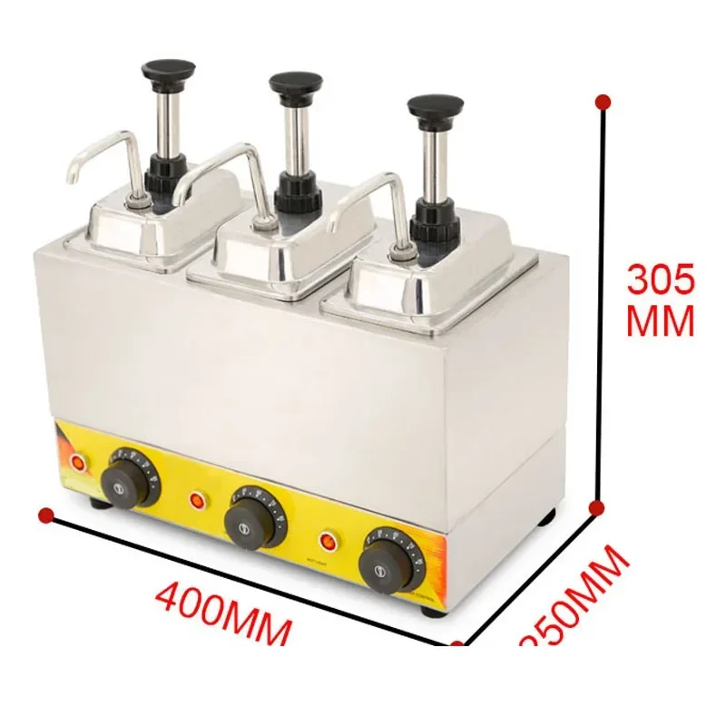 Sauce Warmer Chocolate Warming Machine Stainless Steel Electric Soy Jam Heater Filling Machine 3 Bottles 220V 5