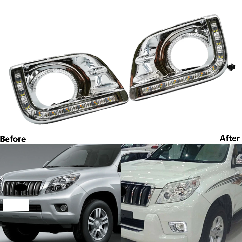

2Pcs Daytime Running Fog Lamp LED DRL Light for 2010-2013 TOYOTA Prado 2700 LC FJ150 Led Lights For Vehicles Car Products