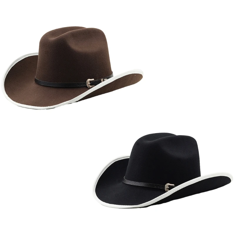 

Vintage Wide Brim Hat Hippies Adult Stage Props Cowboy Hat Party Headpiece