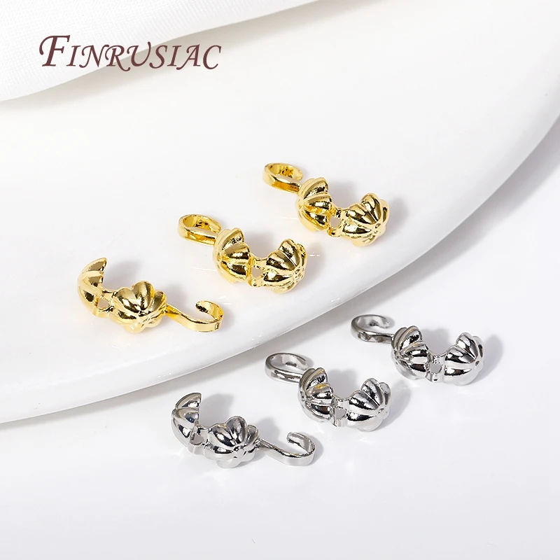 

Латунные наконечники для бусин, наконечники для закрытых застежек, соединитель, Фурнитура для бижутерии «сделай сам», аксессуары с покрытием из 18-каратного золота, звезда, наконечник для бусин с двумя чашками