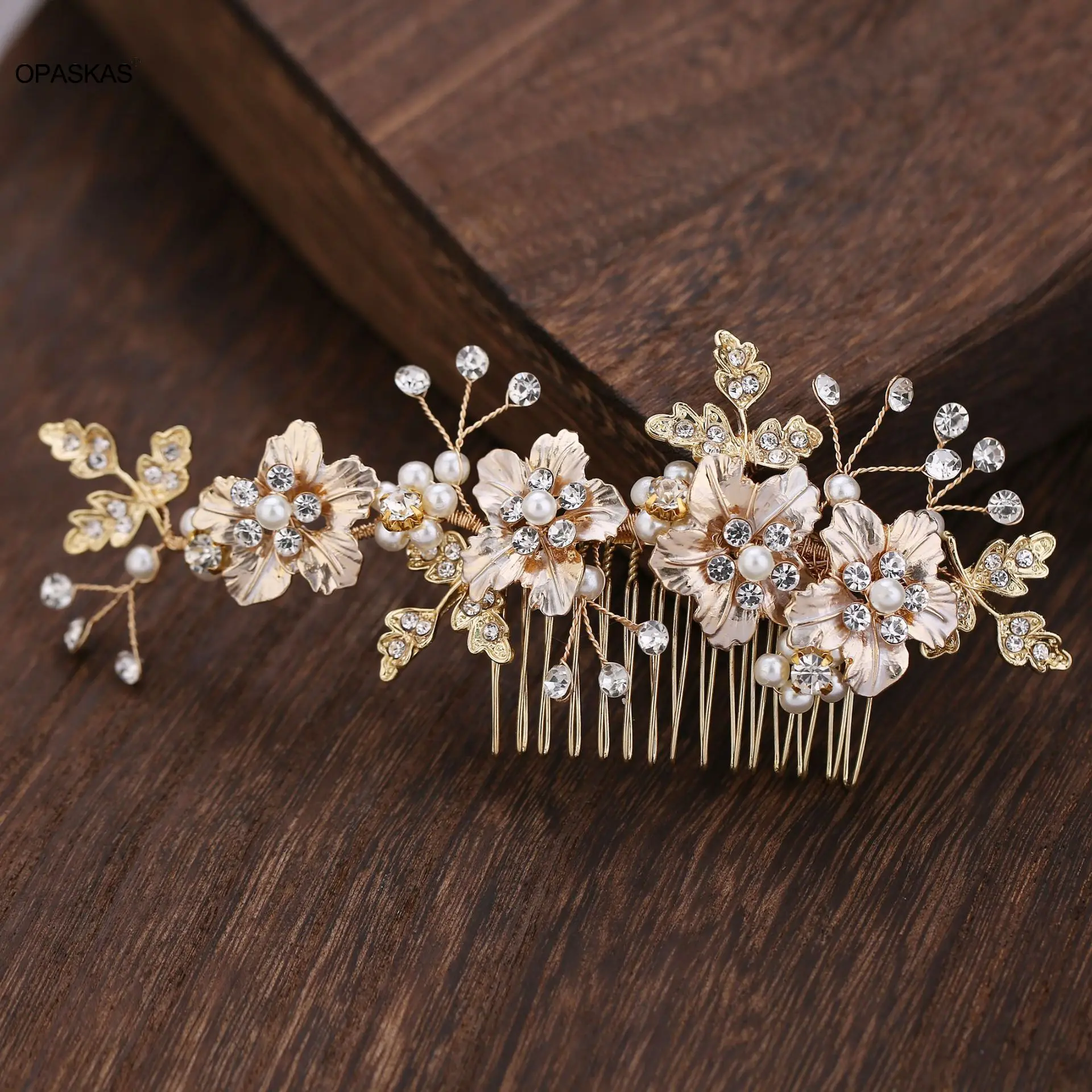 2023 New Wedding Hair Comb Diademi Floral Metal Pearl Hairpin Side Clip Fashion Bride Crown Hair Jewelry Princess Headwear Diadem