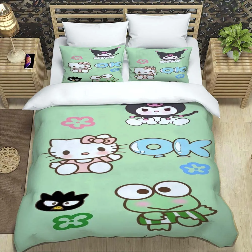 

11 Size 3DKERO Kero Keroppi Bedding Set Cartoon Cute Big -eyed Frog, Boy and Girl Gift