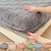 Milk Velvet Fitted Sheet Soft Comfortable Fleece Bed Cover Autumn Winter Mattress Protector Cover Bedsheet Solid Color 1
