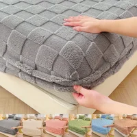 Milk Velvet Fitted Sheet Soft Comfortable Fleece Bed Cover Autumn Winter Mattress Protector Cover Bedsheet Solid Color 1