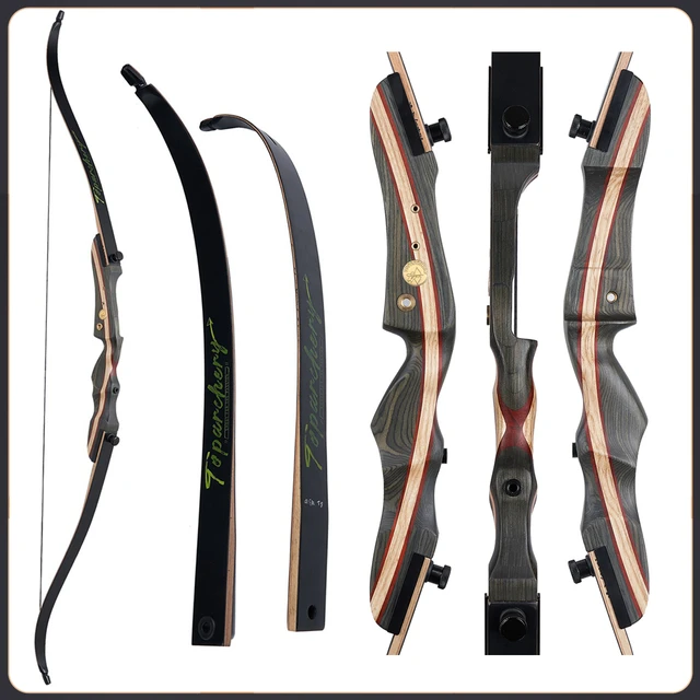 60 25-50lbs Wooden Riser Takedown Recurve Bow for Adult Archery Hunting  Bow Set