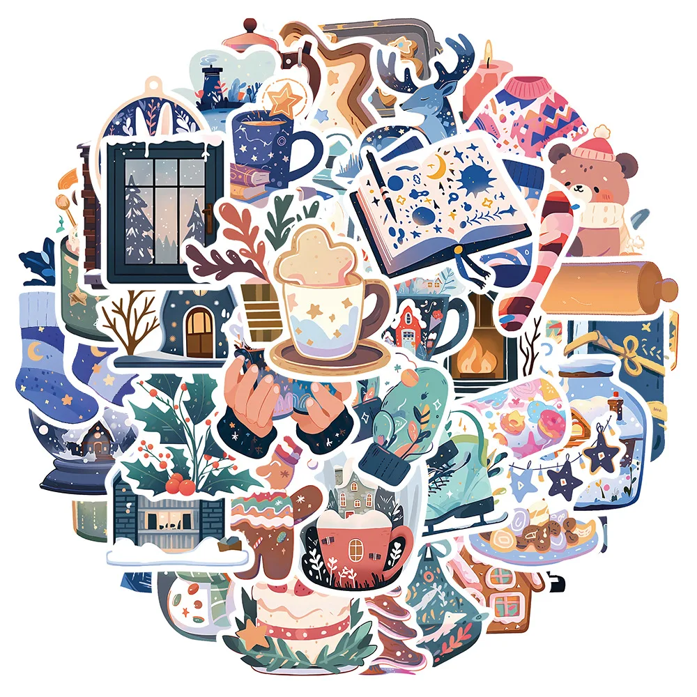 10/30/50PCS Cartoon Winter Christmas Graffiti Stickers Decals DIY Phone Scrapbook Luggage Helmet Kid Toy Cute Waterproof Sticker 2