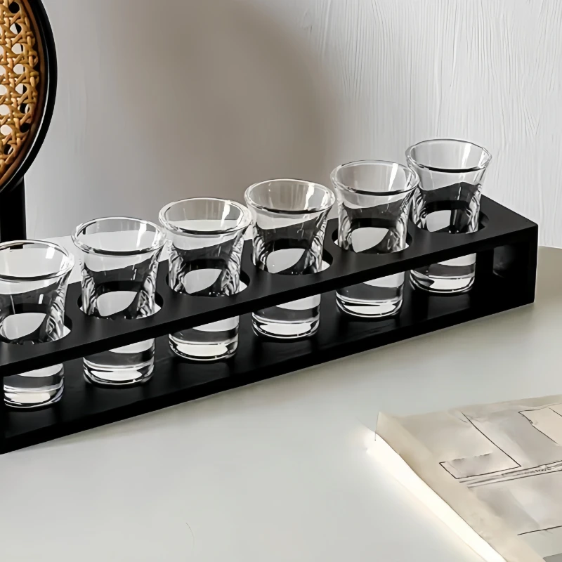 Shot Glasses 6pcs Shot Glass Set 1oz/30ml Shot Glass Holder Heavy Base for Whisky Tequila 6 Shot Glass Serving Tray (6pcs)
