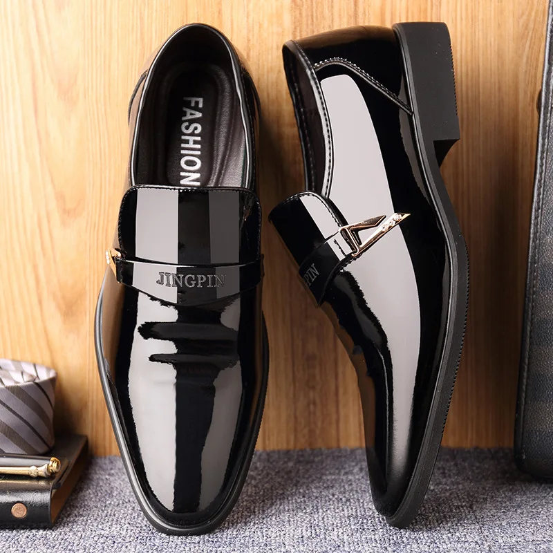 2024 Newly Men's Quality Patent Leather Shoes White Wedding Shoes Size 38-44 Black Leather Soft Man Dress Shoes