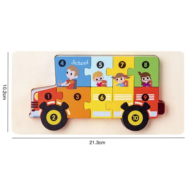1PCS 3D Puzzle Wooden Dinosaur Animal Jigsaw Puzzle Early Education Color Sorting Learning Educational Toys  For Toddlers Gift 6