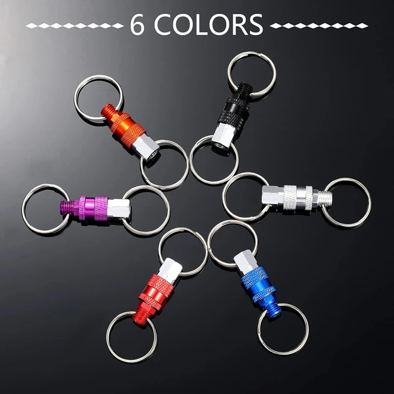 6Pack Pull Apart Keychain,Quick Release Keychain Aluminum Keychain With 2 Split Rings Chain Separate Detachable Key Ring
