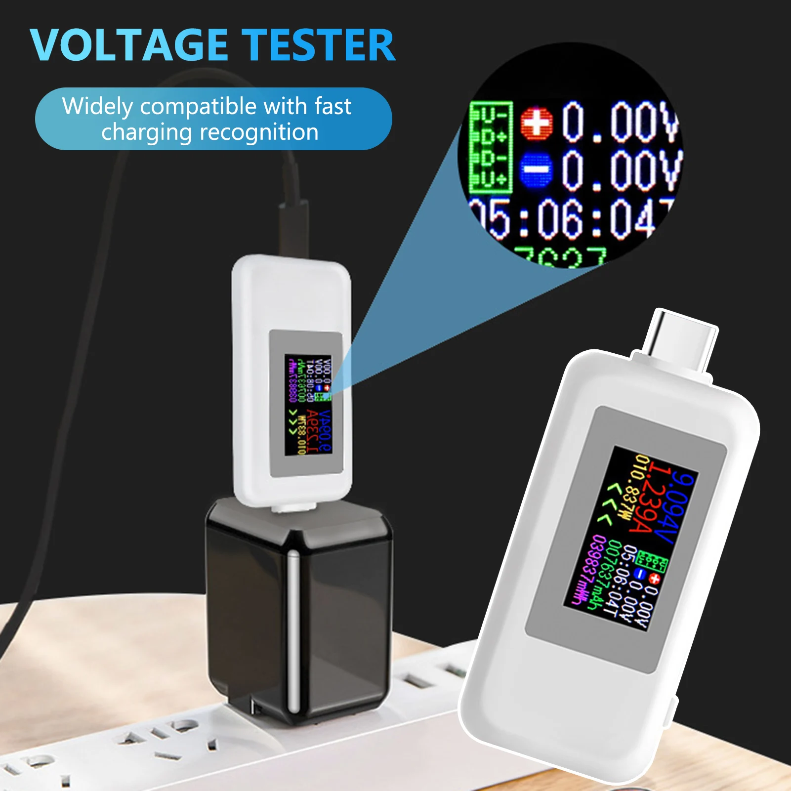 Testeur bidirectionnel de type C pour tension de courant, chargeur de câble portable, outil de détection pour téléphone portable, testeur de charge