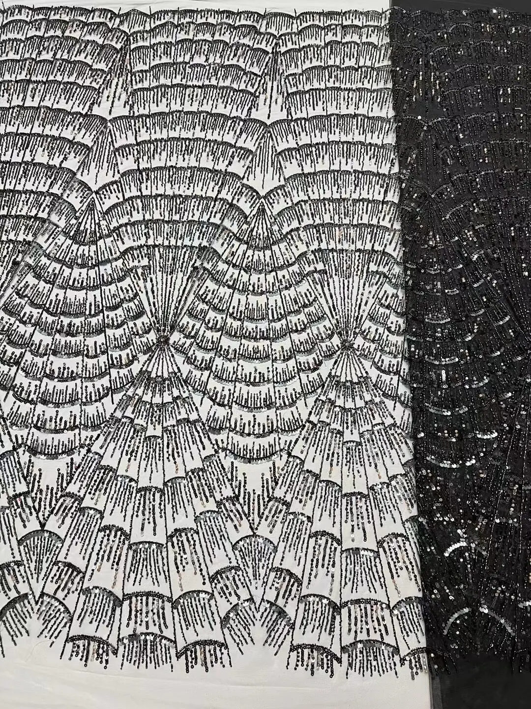 

Luxury African Heavy Beaded Lace Tulle Fabric French ZH-1308506 Embroidered beads Fabric For Sewing Material
