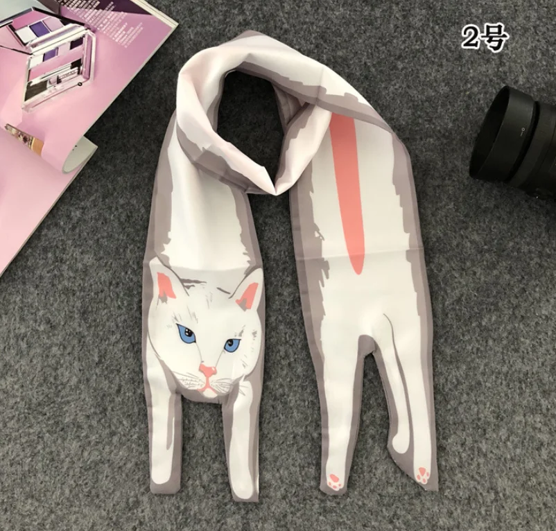 120CMx10CM Hot Scarves Three-dimensional Animal Silk Scarf Tiger Cat Dog Parent-child Scarf Unique Design Collocation Bag G