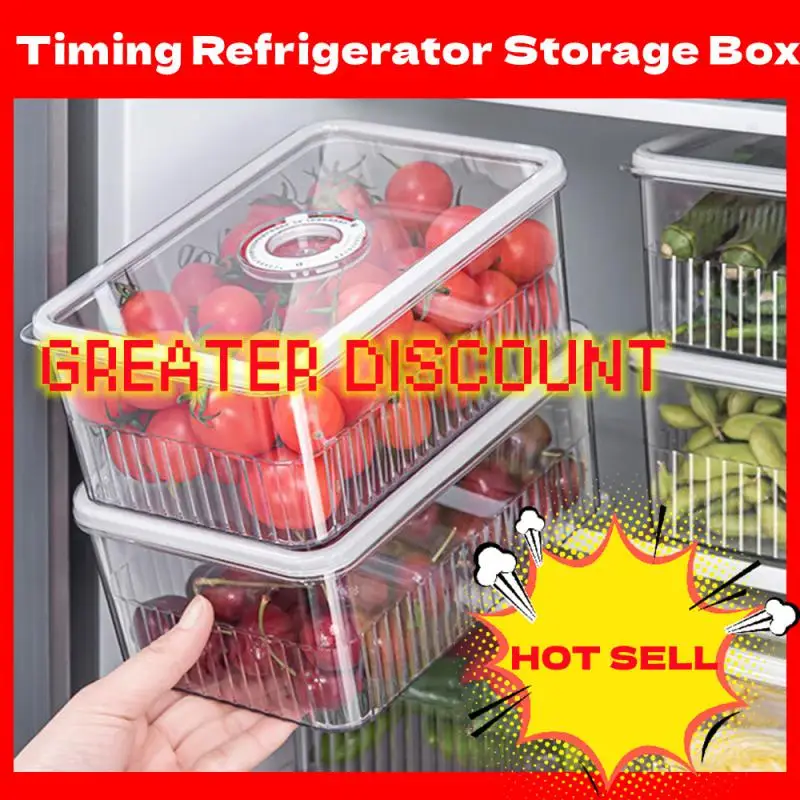 

Timing Refrigerator Storage Box Fresh Fridge Organizer Kitchen Vegetable Food Storage Containers Pantry Kitchen Organizer Tool