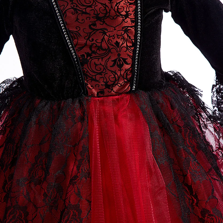 Costume Da Strega Principessa Per Bambina - Vestito Con Corona E Scettro - Nero E Rosa, Per Halloween E Festa Di Compleanno