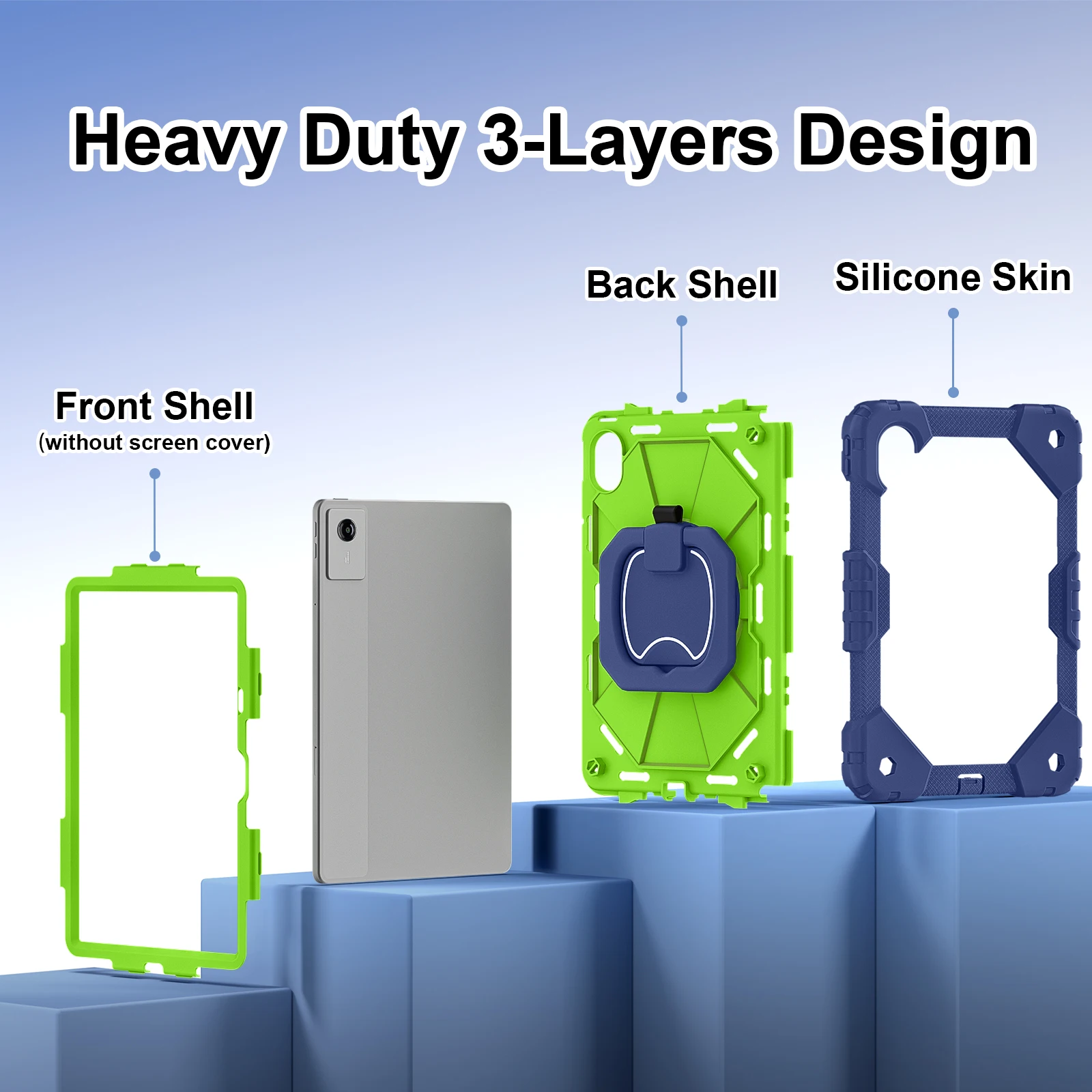 11 Rotating Stand Tablet Cover with Strap - Universal Fit Case