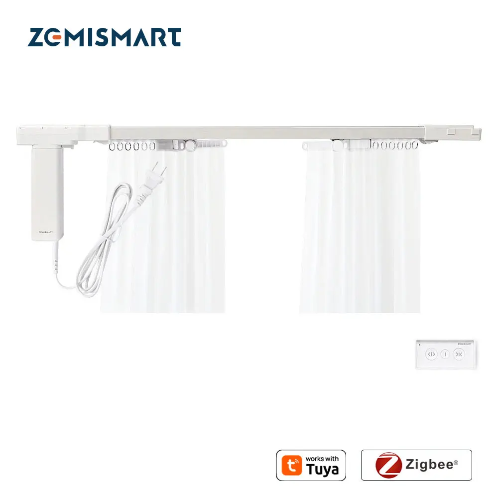 ติดตั้งได้อย่างรวดเร็วรางม่านอัจฉริยะ Zigbee ม่านมอเตอร์สมาร์ทมอเตอร์ไฟฟ้า Tuya App Alexa Google Home Control 1