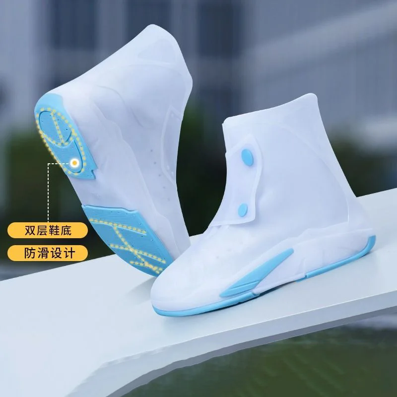 Branded waterproof TPE shoe covers unisex boots protector original reusable overshoes portable anti skid white jelly shoe covers