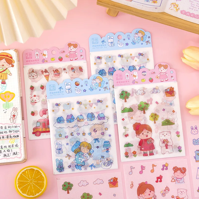 

40 pack/lot Kawaii Animal Girl Stickers Cute Decorative Stationery Sticker Scrapbooking DIY Diary Wholesale Stick Label