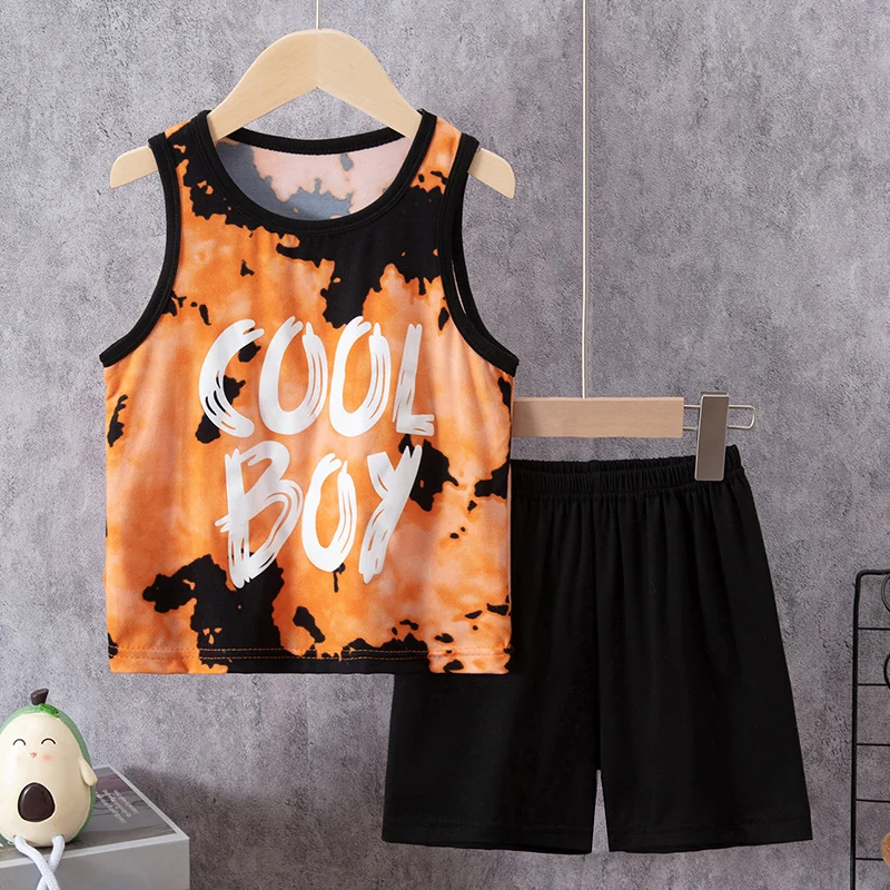 2-Piece Boy Summer Fun Printing Set Children's Casual Joker Camo Dinosaur Vest Girl Fashion Holiday Comfort Shorts T-shirt Set 4