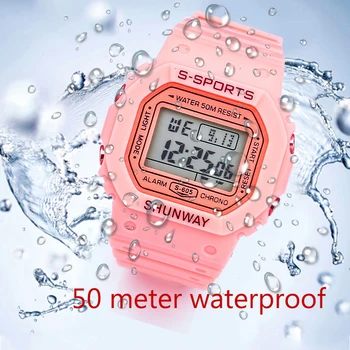 UTHAI C08 Boys and Girls Student Electronic Watch Macaron Color Men's and Women's Sport Alarm Clock Waterproof  Square Watches 1