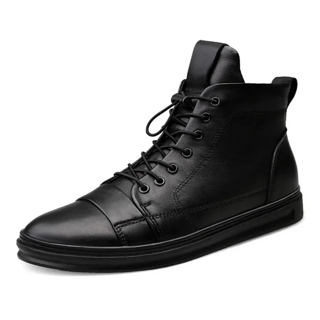 New Big Size Men Shoes High Quality Genuine Leather Men Ankle Boots Fashion Black Shoes Winter Men Boots Warm Shoes With Fur men shoes winter snow boot warm men shoes fashion warm fur winter men boots footwear for man new high top men boots plush boots