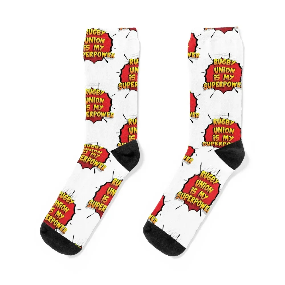 Rugby Union is my Superpower Funny Design Rugby Union Gift Socks hiking kids Men Socks Women's