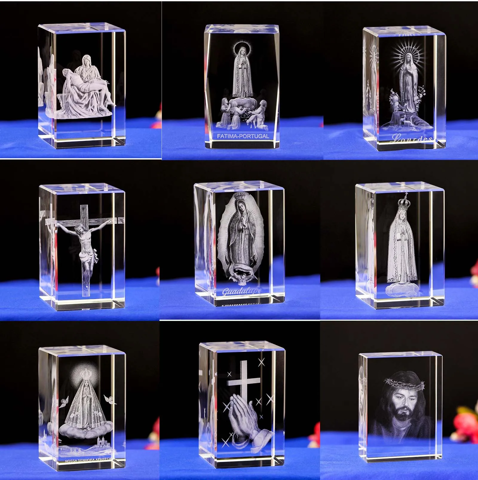 

FREE SHIP # BEST gift present # Christianity Catholicism goddess Virgin Mary Christ Jesus pray holy 3D crystal Mascot Decor