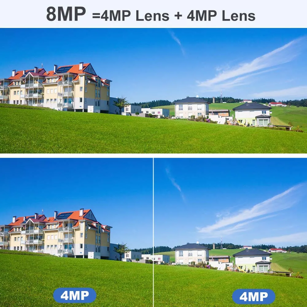 8MP 4K Dual Lens WIFI Surveillance Camera Outdoor IP Camera Video CCTV Dual Screen Auto Tracking IP66 Waterproof 8X Digital Zoom