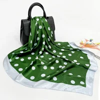 90cm Square Shawls Wraps Silk Scarves For Women Bandana Head Large Hijab Scarf Female Dot Print Headband Satin Neck Scarves 2022 2