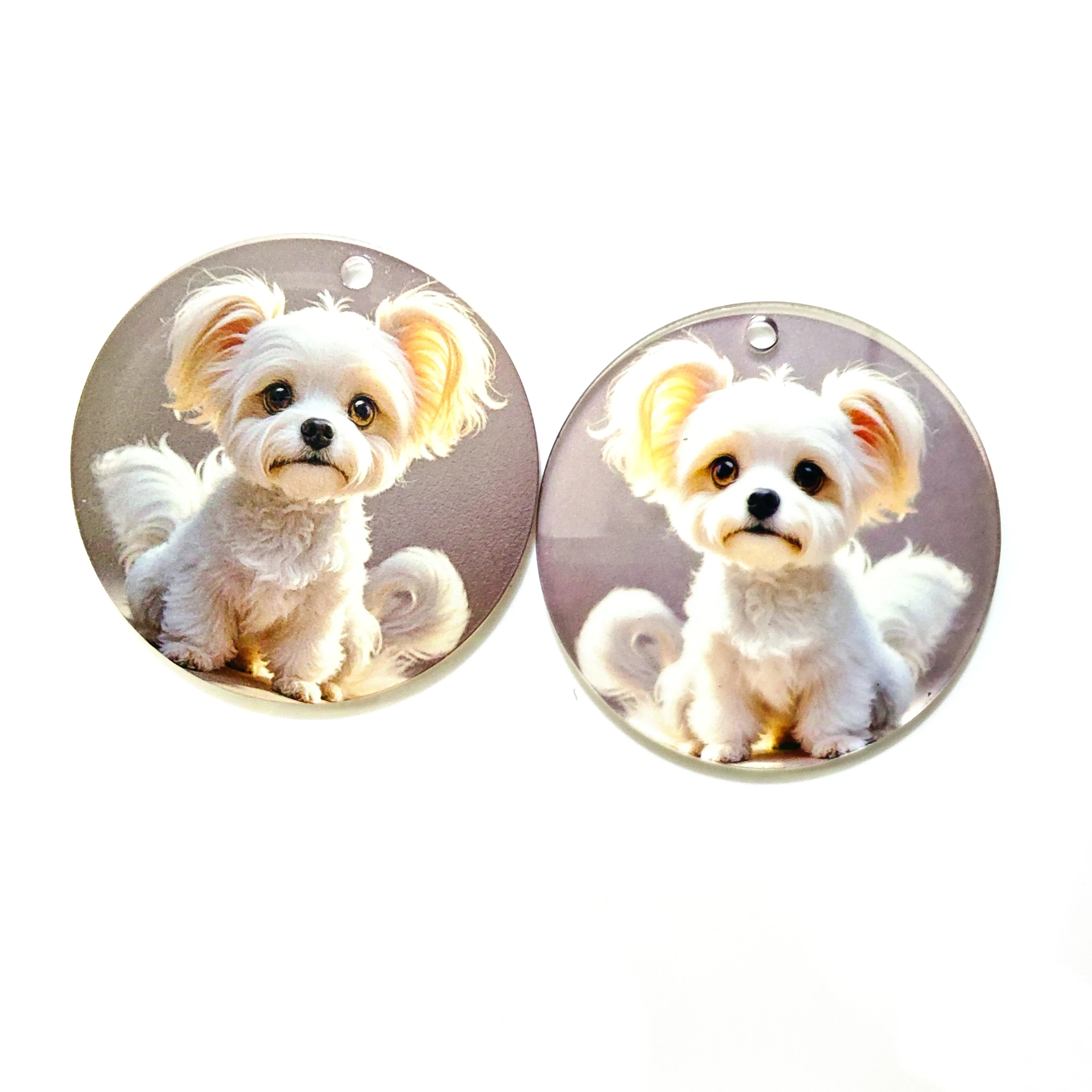 2PCS Transparent Acrylic Pet Collar Photo Tag Customization, Pet Commemorative Tag Keychain Christmas Pattern Customization
