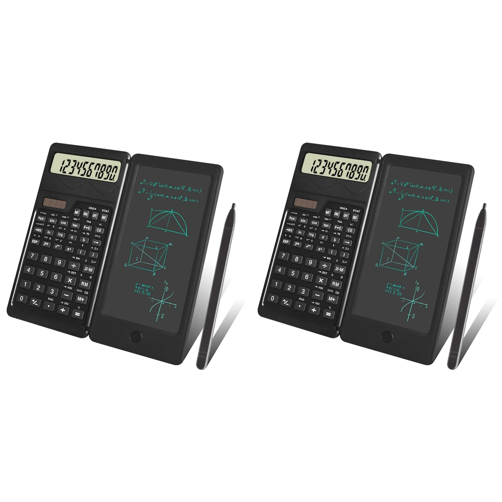 2X 과학용 계산기, 12자리 LCD 디스플레이 데스크 계산기(메모장 포함), 태양광 및 배터리 이중 전원