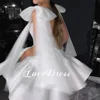 Customized Elegant Short A-Line Tiered Stain Pleats Bow Spaghetti Straps Wedding Dress Above Knee Bridal Gown Elegant Vestido 4