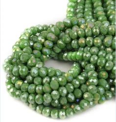 Sparkling Crystal Faceted Rondelle Beads for DIY Crafts and Handmade Accessories (Olive Green)