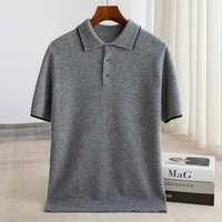 Printemps/été nouveau manches courtes 100% Pure laine hommes POLO pull gilet décontracté affaires ample solide Solor T-Shirt vêtements pour hommes 3