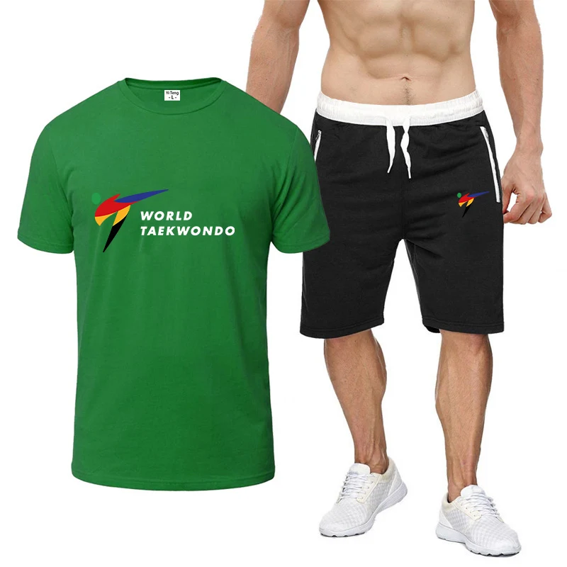 Summer Mens Comfortable Leisure Print Tshirt Shorts Set