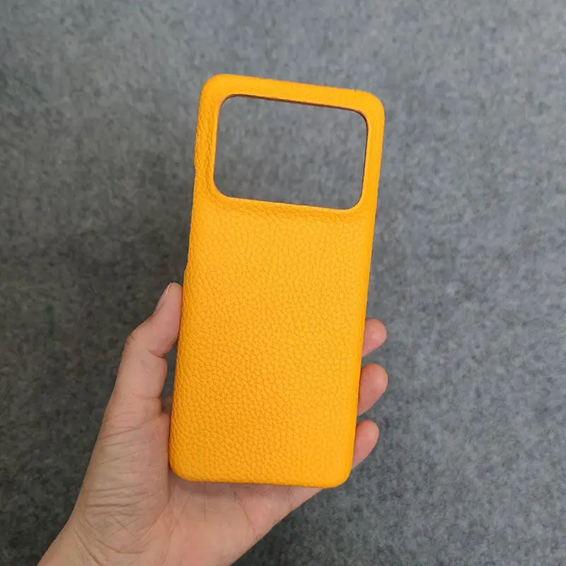 

For Xiaomi Mi 11Ultra case luxury Cow LEATHER material handmade Hard cover yellow