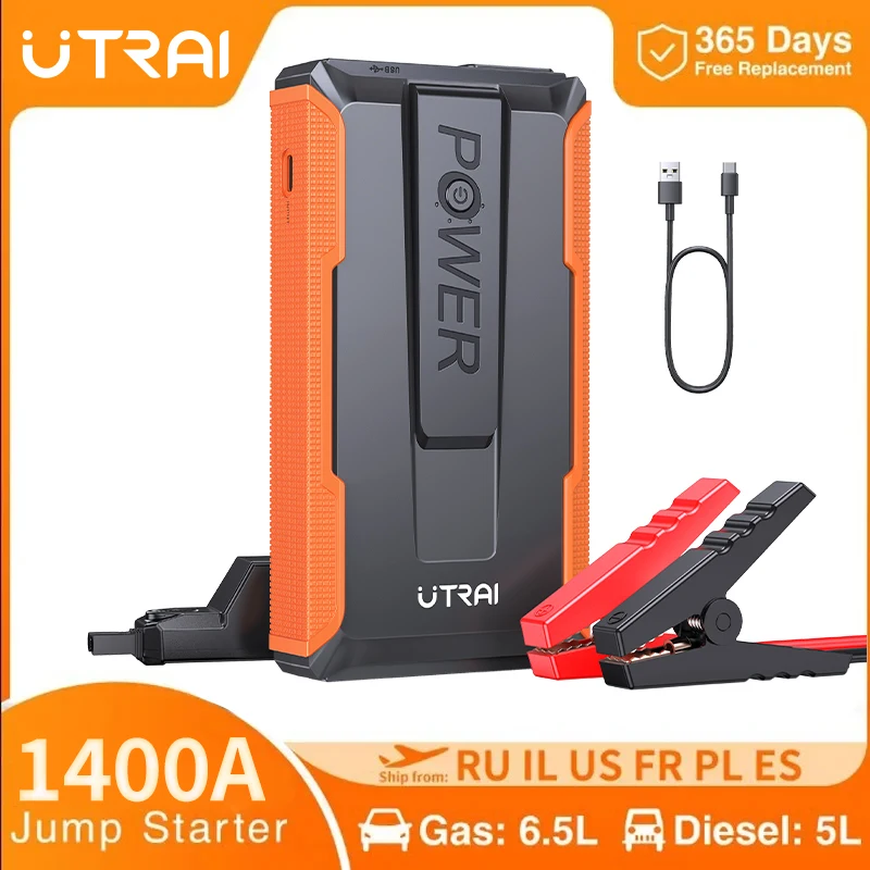 UTRAI Auto Jump Starter 1400A Portable Power Bank Car Jump Starter Battery Car Emergency Booster Starting Device