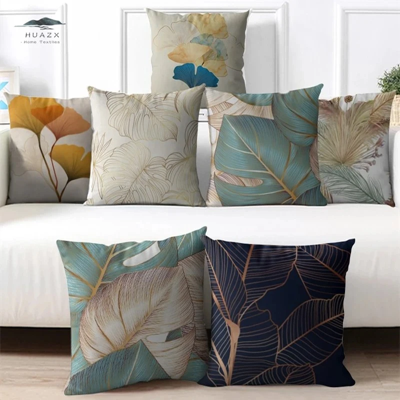 

Ginkgo Leaf Pillowcase for Living Room Sofa Decor Waist Cushion Cover Light Luxury Design Bedroom Art Decoration Accessation