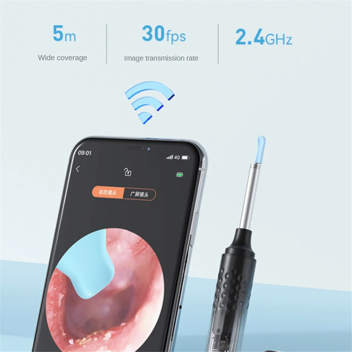 ABUY 귀지 제거제, 귀 청소 키트(귀이개 6개 포함), 귀 청소 검이경 귀 카메라(검은색)