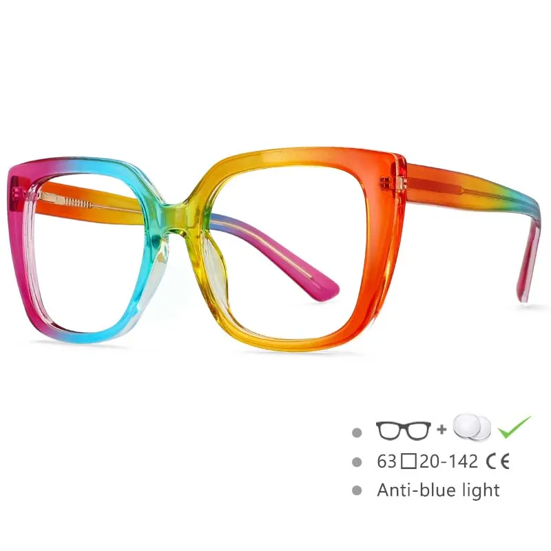 de gafas de colores para mujer, montura de gafas Color de empalme, Anti-azul, ordenador, miopía, 54588 - AliExpress