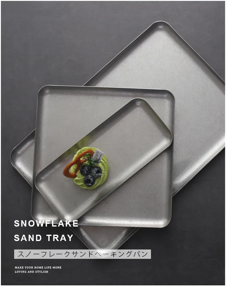 Description Picture 2 of itemRectangle Stainless Steel Tray Buffet Presentation Tray Metal Food Serving Plate Home Storage & Organization Snack Dish