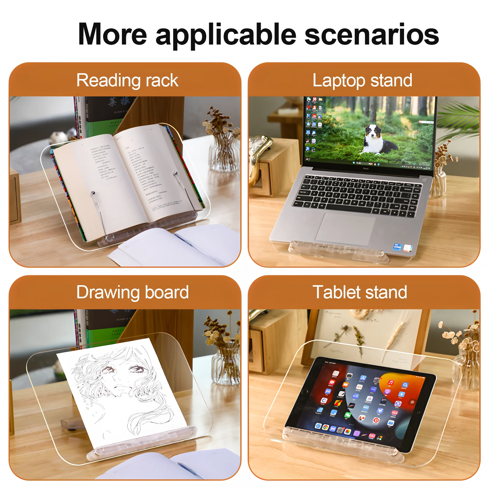 Unew Transparent Multi-functional Reading Stand & Notebook Holder: Perfect for Reading, Writing, Drawing, and Working!