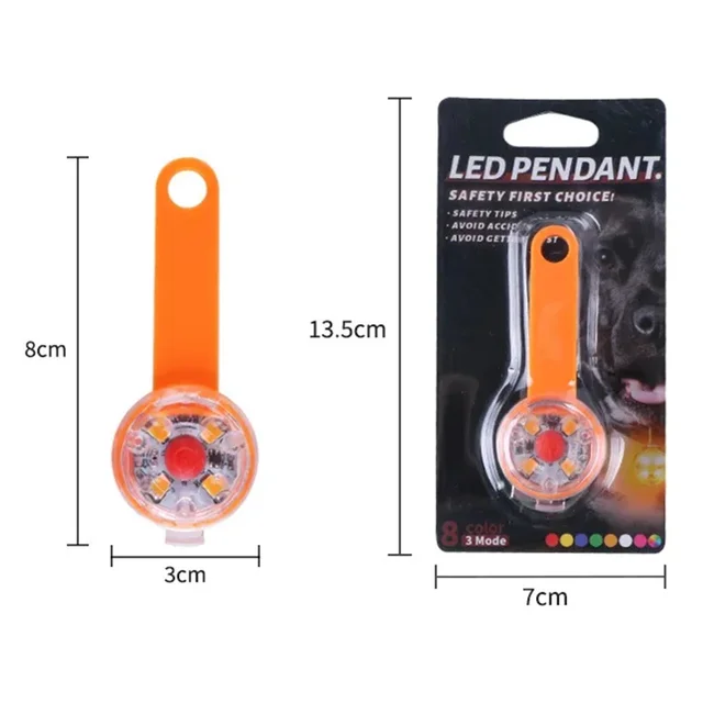 Dog Collar LED Light USB Rechargeable Waterproof Anti Lost Safety Flashing Pendant for Dogs Cats Pets Night Walking Reflective 6