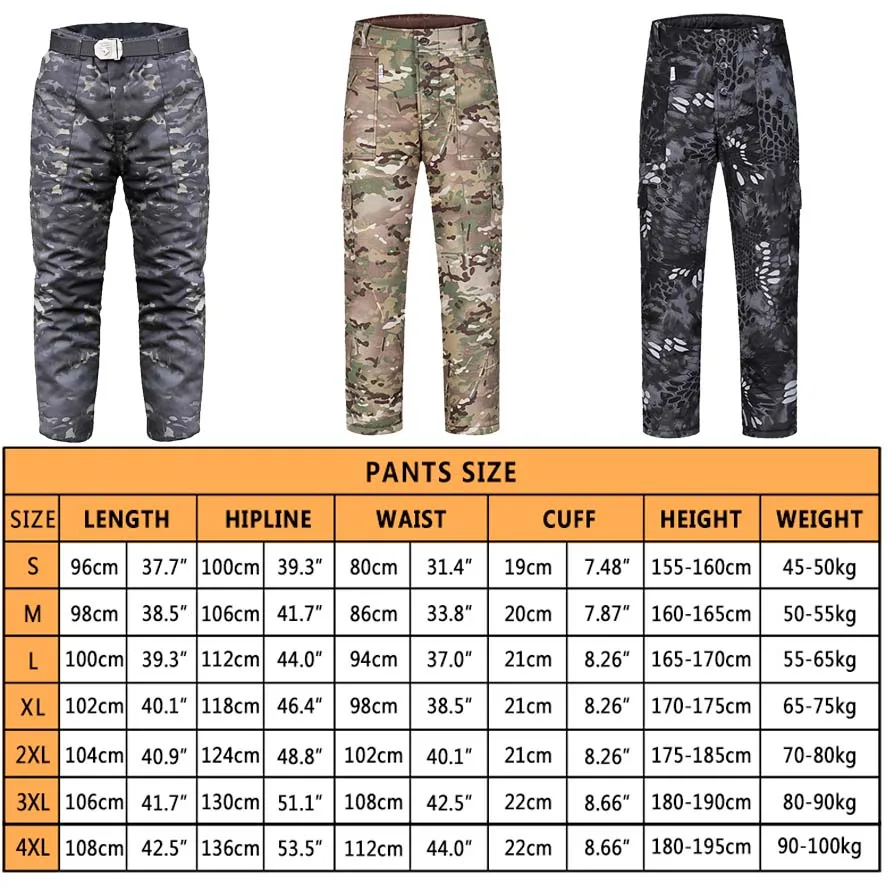 -21°F Winter Warm Tactical Pants Military Men US Army Camouflage Thick Pant Male Waterproof Snow Camping Trousers Cargo Pant