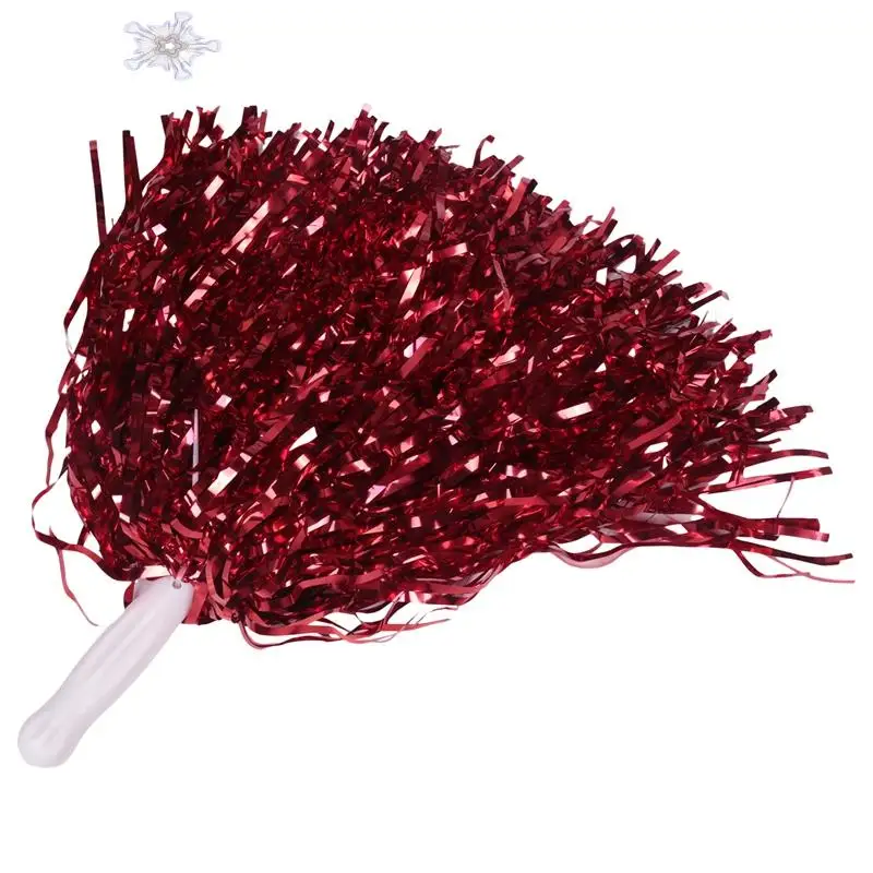 24Pcs Cheerleading Pom Poms Metallic Foil Cheer Pom Poms With Plastic Handle For Adults Kids Cheerleaders Party