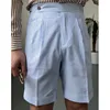 Summer Men British Straight Naples Men Ropa Hombre Short Pant Striped Seersucker Casual Shorts Men Suit Short Pantalones Homme 3