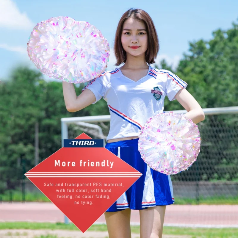 Cheerleader Pom Poms Competition Flower Dress Costume Finger Ring Style Concert Dance Party Decorator Rainbow Cheerleader Pom