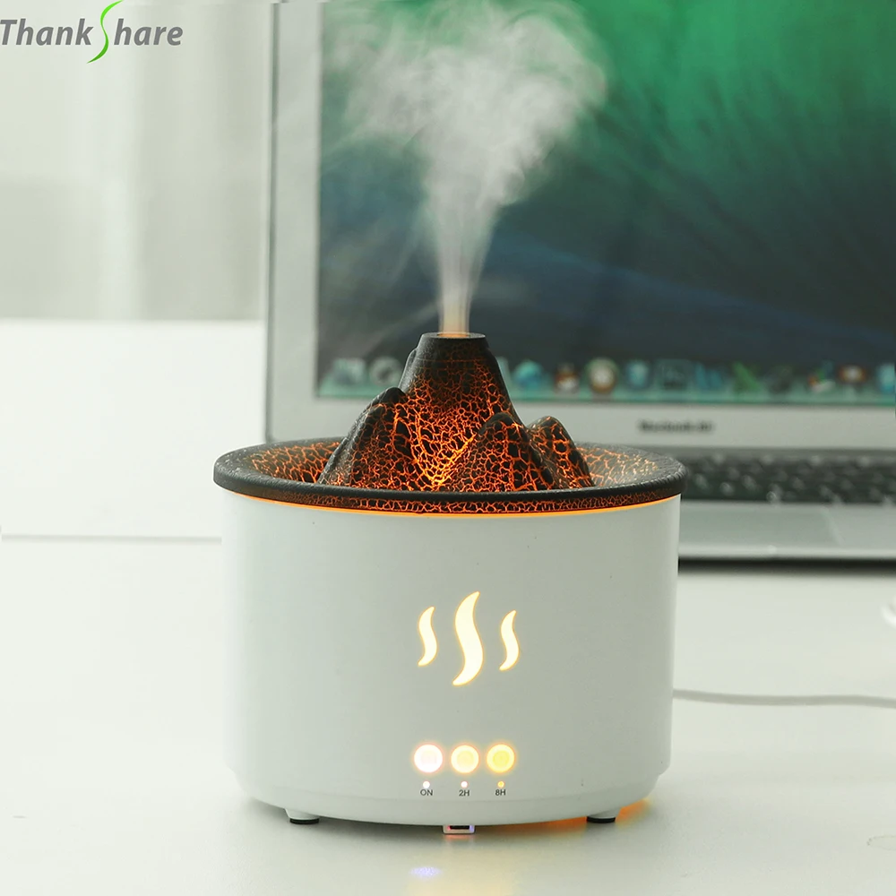 Flame Volcano Humidifier Aroma Diffuser Ultrasonic Mist Maker Fogger LED Essential Oil 500ml Home Diffuser With Remote Control 3